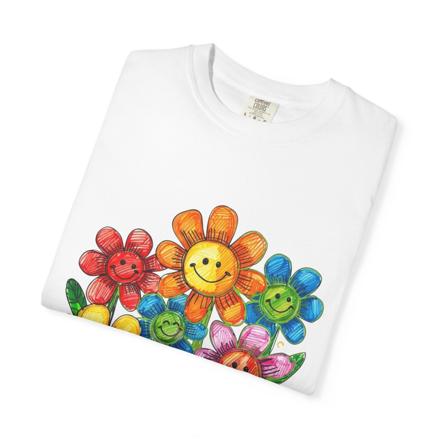 Smiling Rainbow Flower Graphic T-Shirt