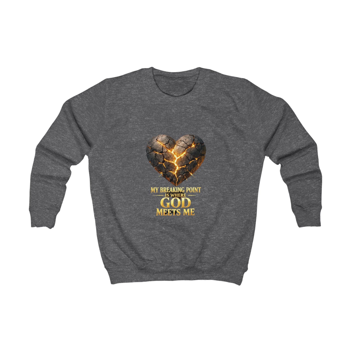 Kids Sweatshirt - "My Breaking Point Is Where God Meets Me" Christian Heart Design