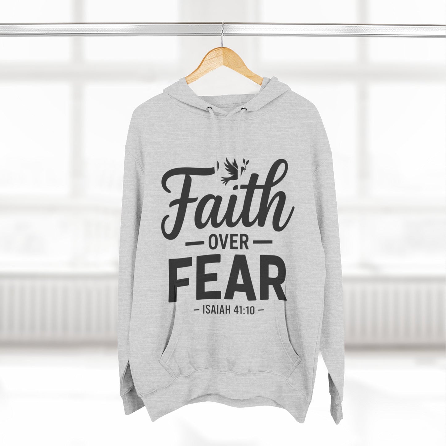 Faith Over Fear Hoodie — Christian Inspirational Pullover (Isaiah 41:10)