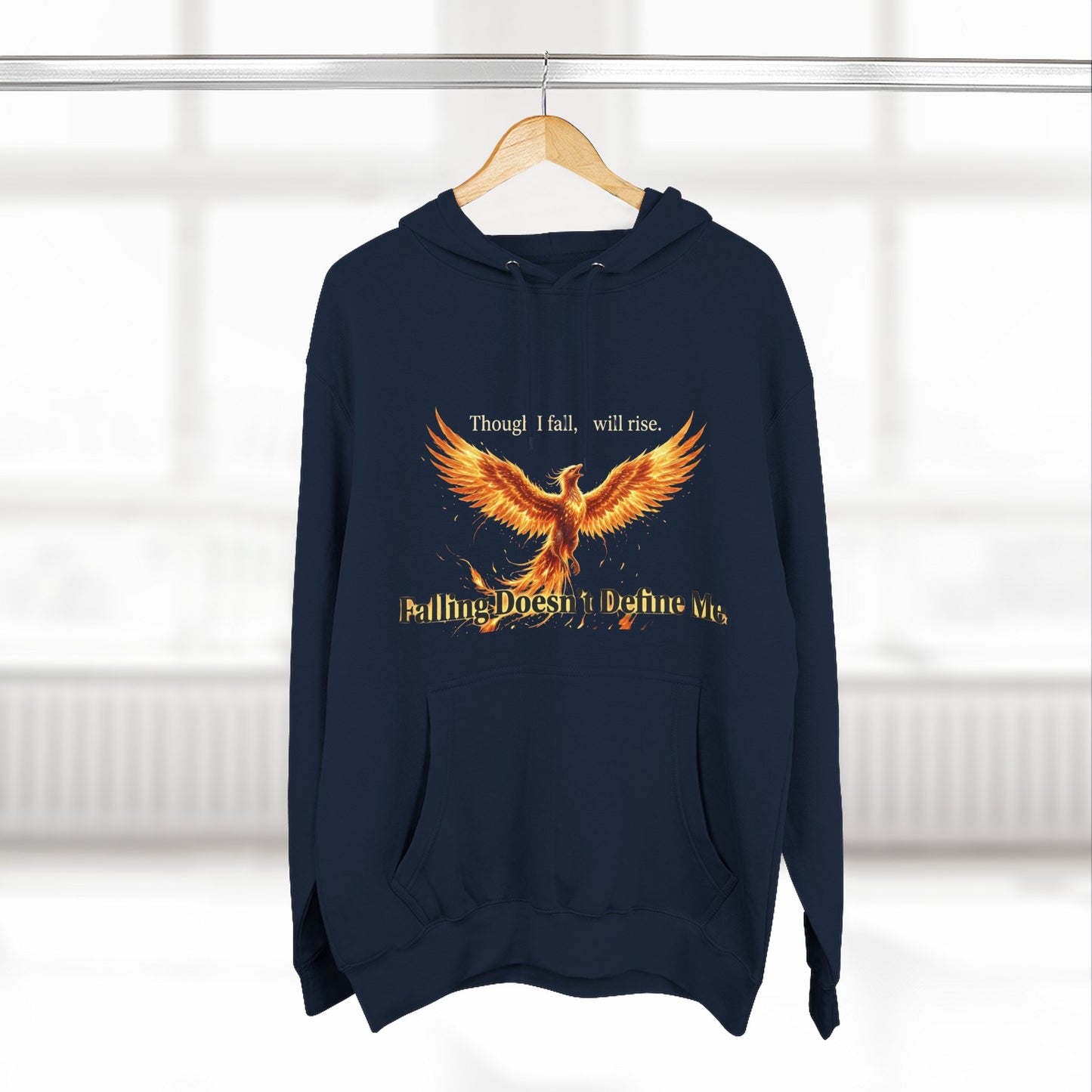 Phoenix Rise Hoodie — "Though I Fall I Will Rise" Inspirational Pullover