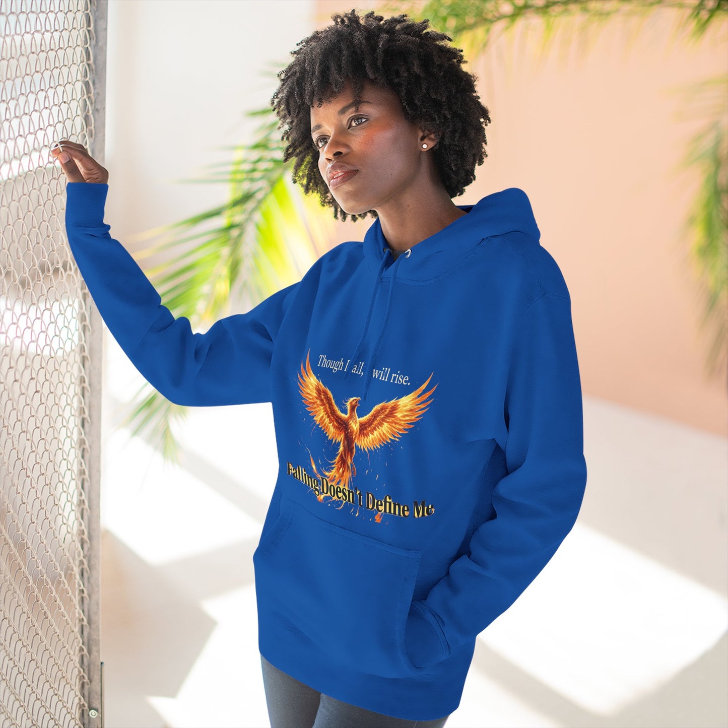 Phoenix Rise Hoodie — "Though I Fall I Will Rise" Inspirational Pullover
