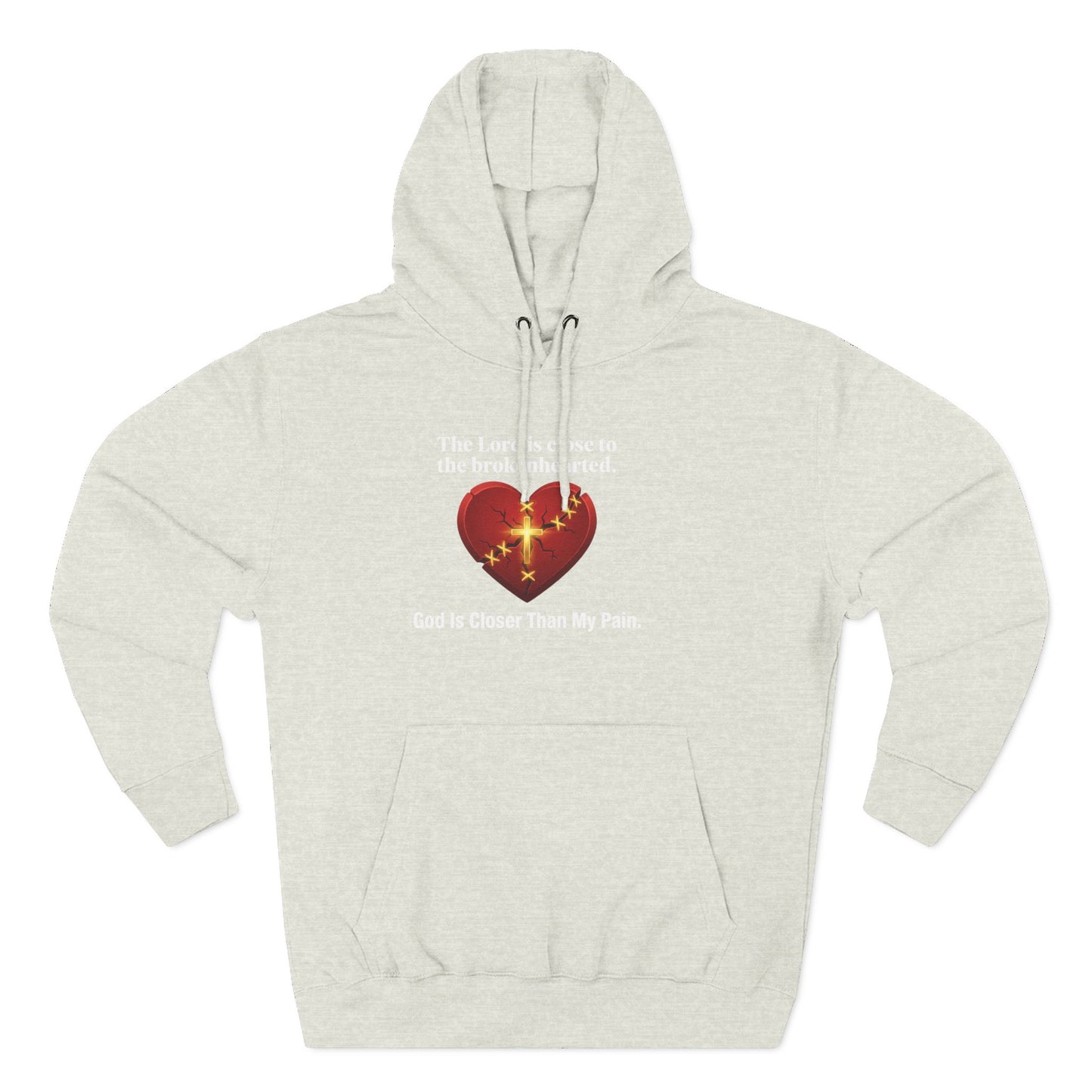 Christian Heart Hoodie – "God Is Closer Than My Pain" Inspirational Pullover
