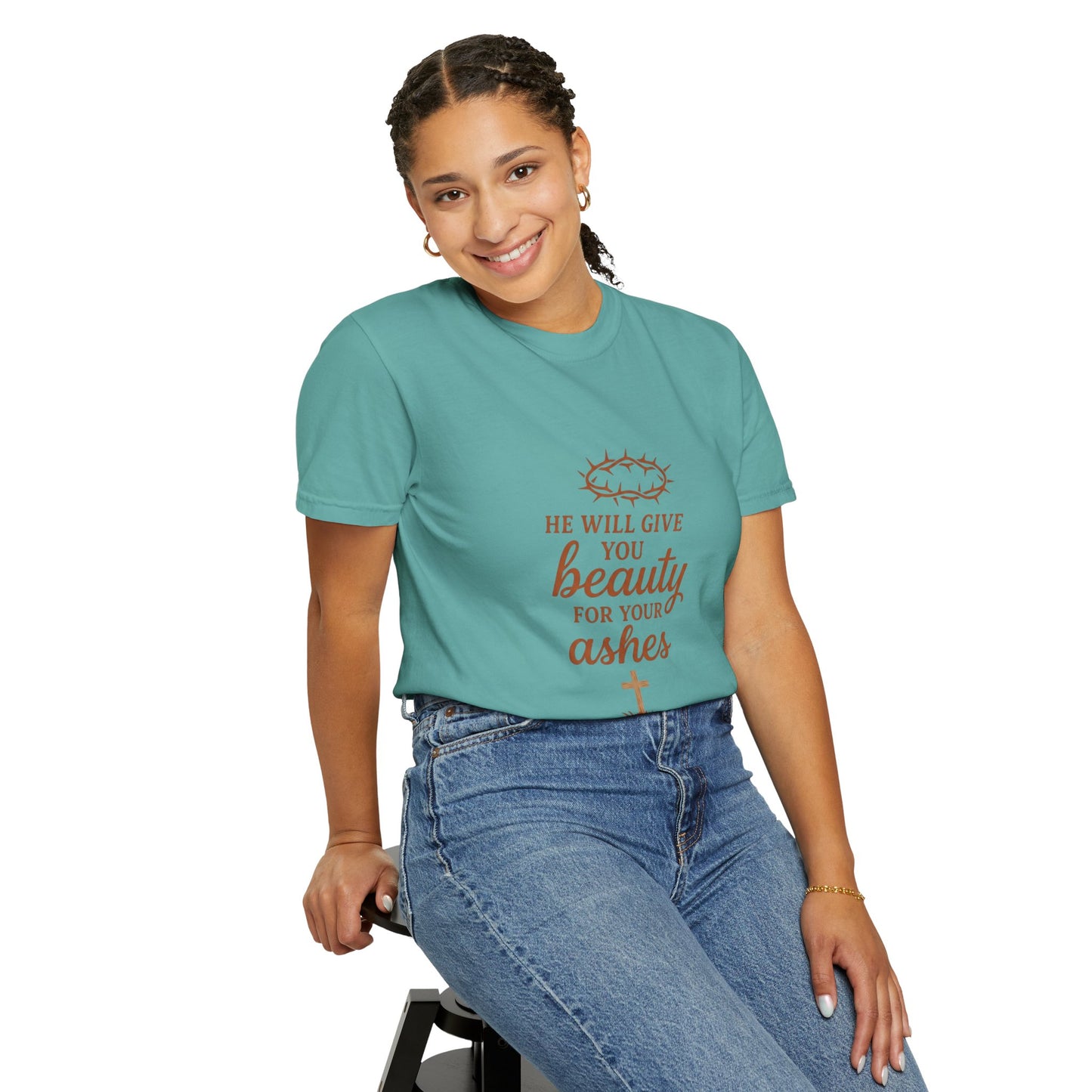 Christian Isaiah 61:3 T-Shirt — "He Will Give You Beauty for Your Ashes" Inspirational Tee