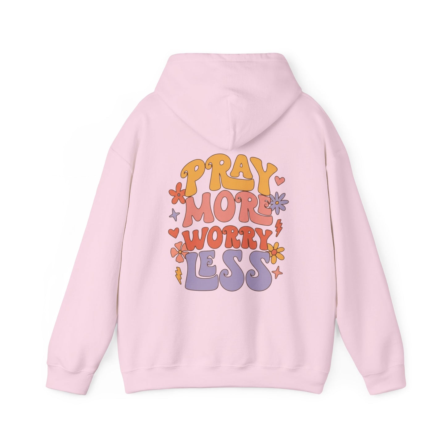 Pray More Worry Less Hoodie — Retro Floral Faith Pullover
