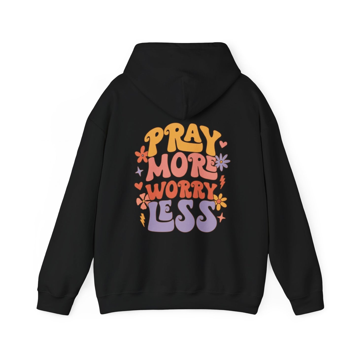 Pray More Worry Less Hoodie — Retro Floral Faith Pullover