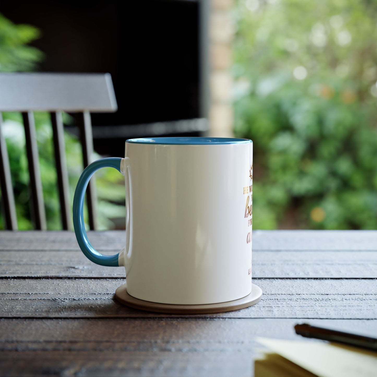 Christian Coffee Mug - "He Will Give You Beauty for Your Ashes" Isaiah 61:3 (Two-Tone 11oz)
