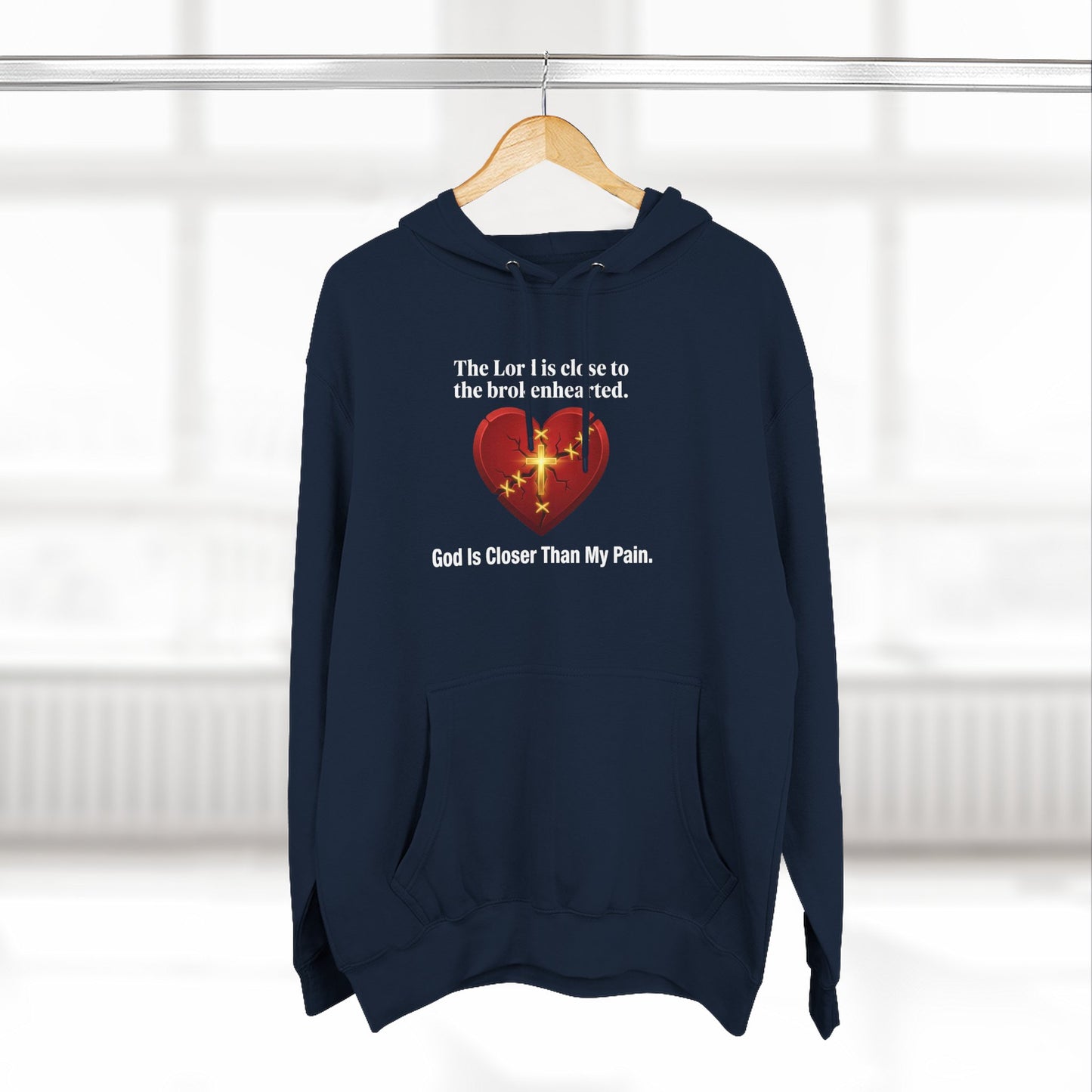 Christian Heart Hoodie – "God Is Closer Than My Pain" Inspirational Pullover