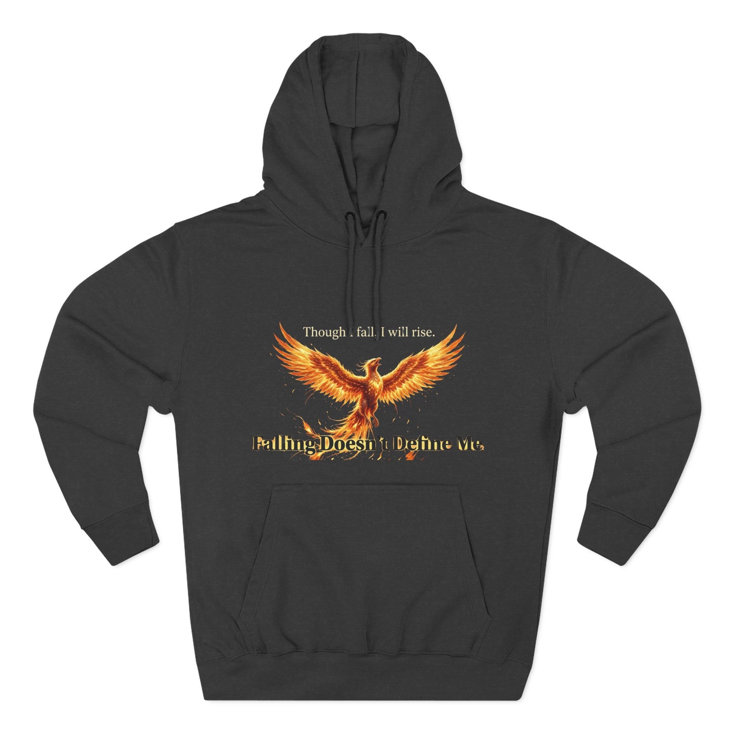Phoenix Rise Hoodie — "Though I Fall I Will Rise" Inspirational Pullover