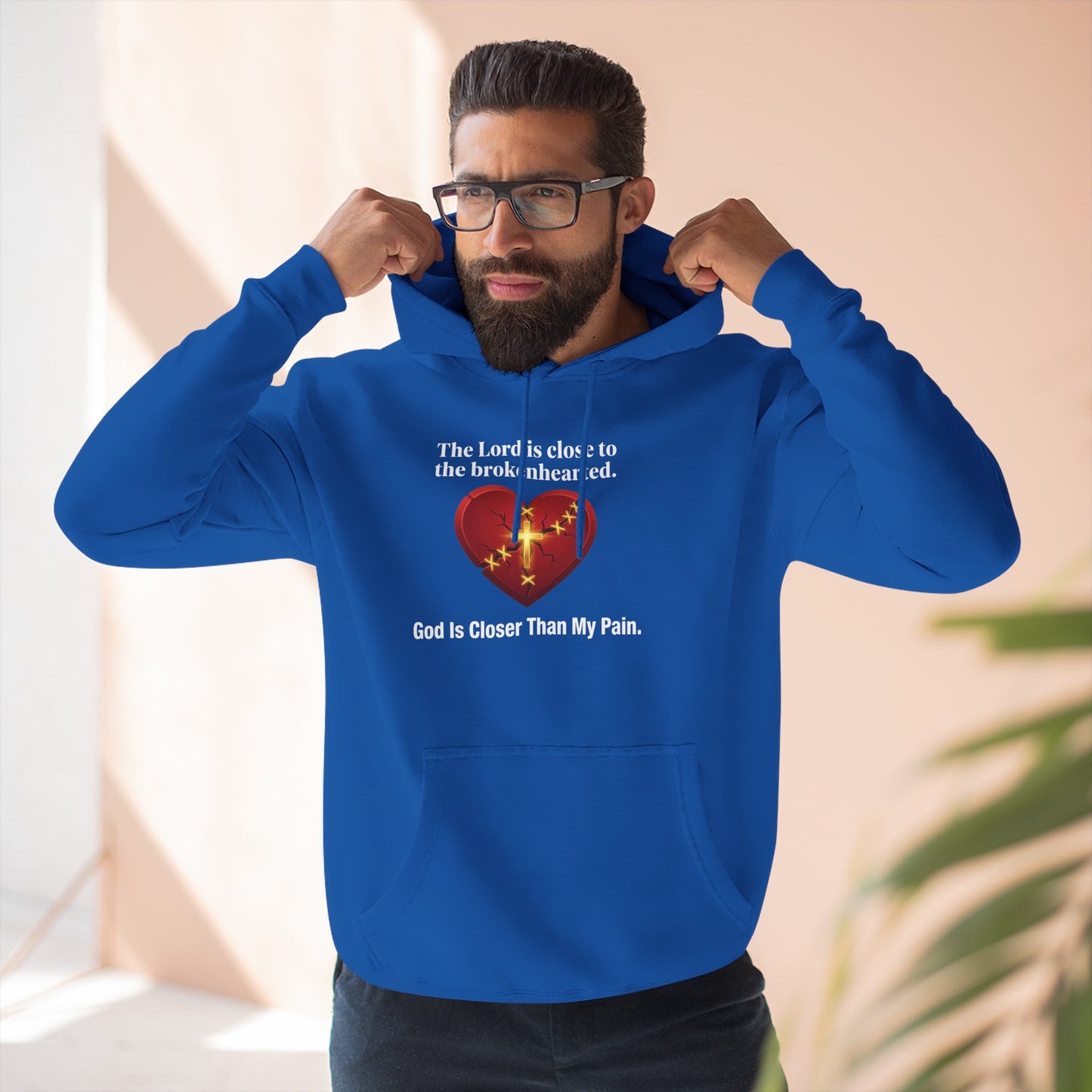 Christian Heart Hoodie – "God Is Closer Than My Pain" Inspirational Pullover