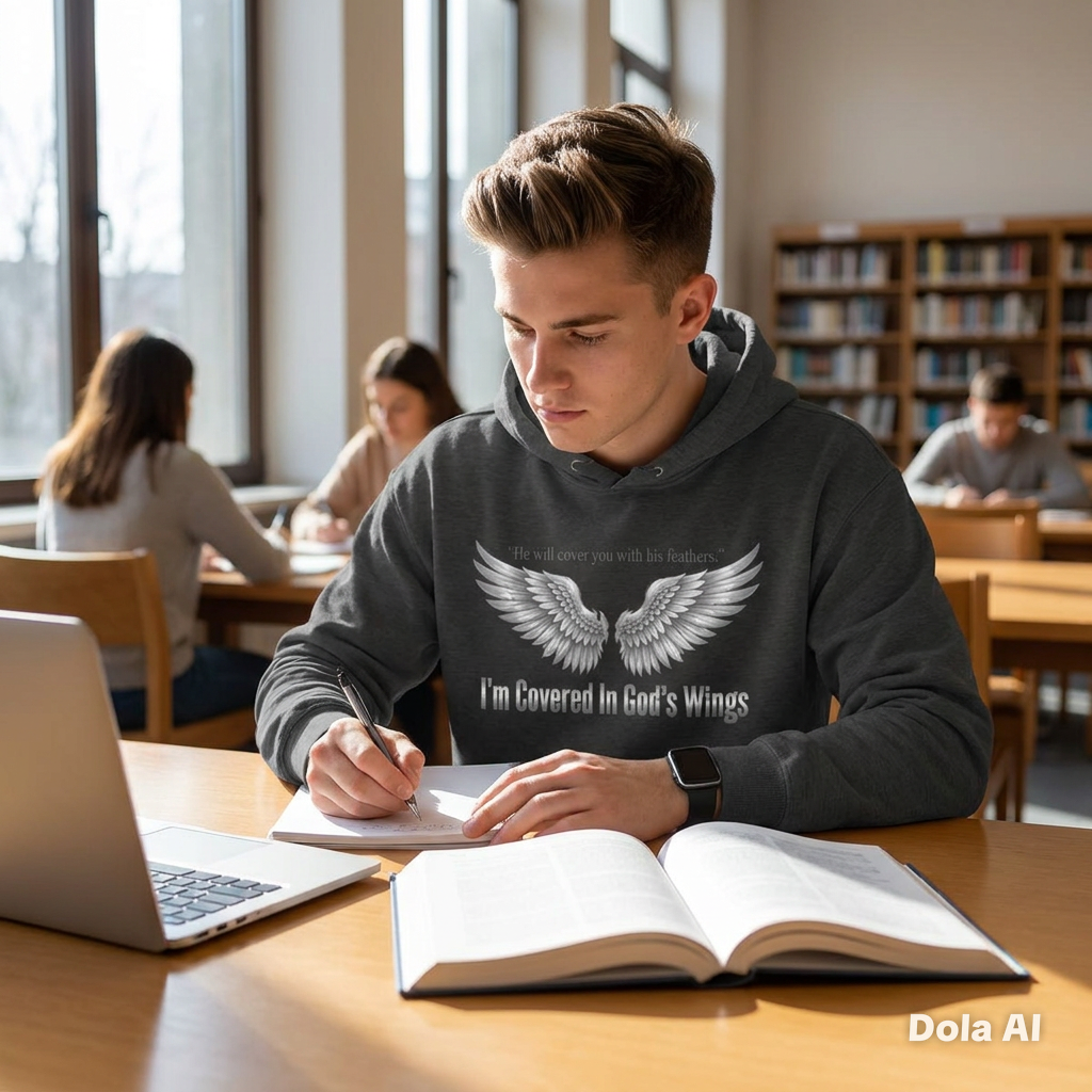 He’ll Cover You With His Feathers Hoodie – I’m Sheltered In God’s Wings Religious Pullover