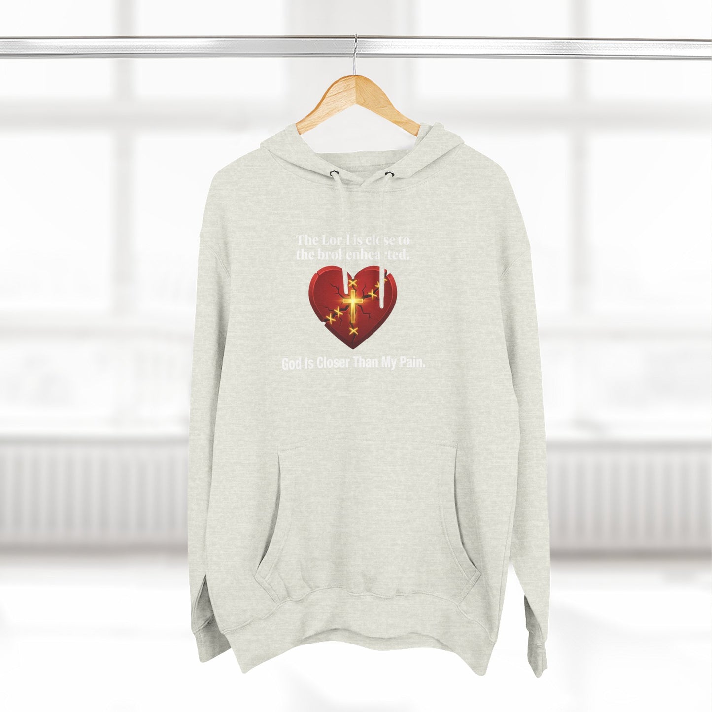 Christian Heart Hoodie – "God Is Closer Than My Pain" Inspirational Pullover