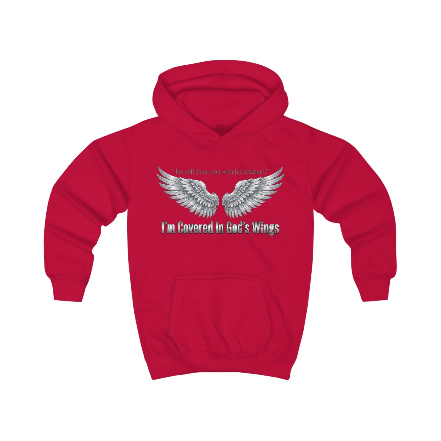 Kids Hoodie - "I'm Covered In God's Wings" Angel Wing Christian Youth Hoodie