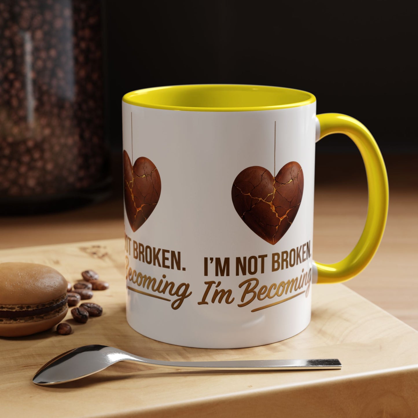Kintsugi Heart Coffee Mug - "I'm Not Broken, I'm Becoming" Inspirational Ceramic Mug