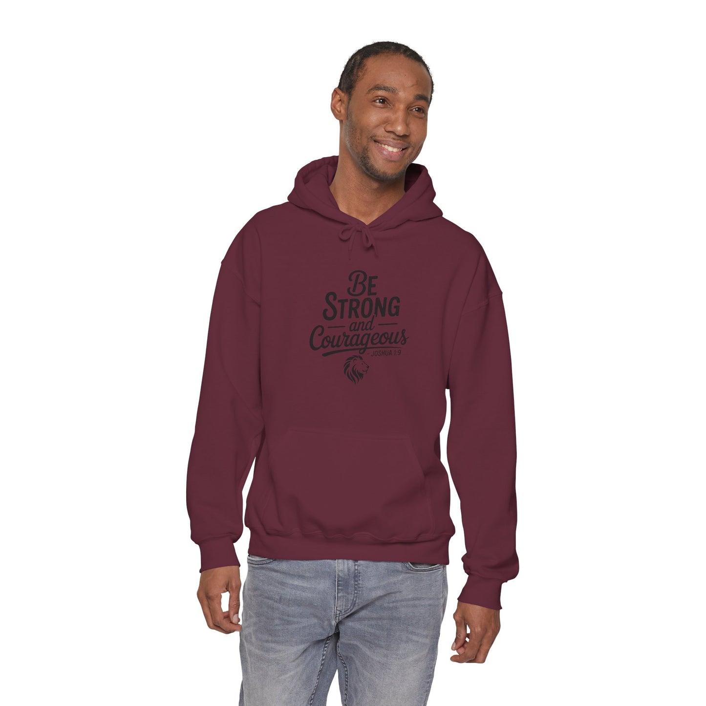 Be Strong and Courageous Hoodie – Inspirational Christian Scripture Sweatshirt