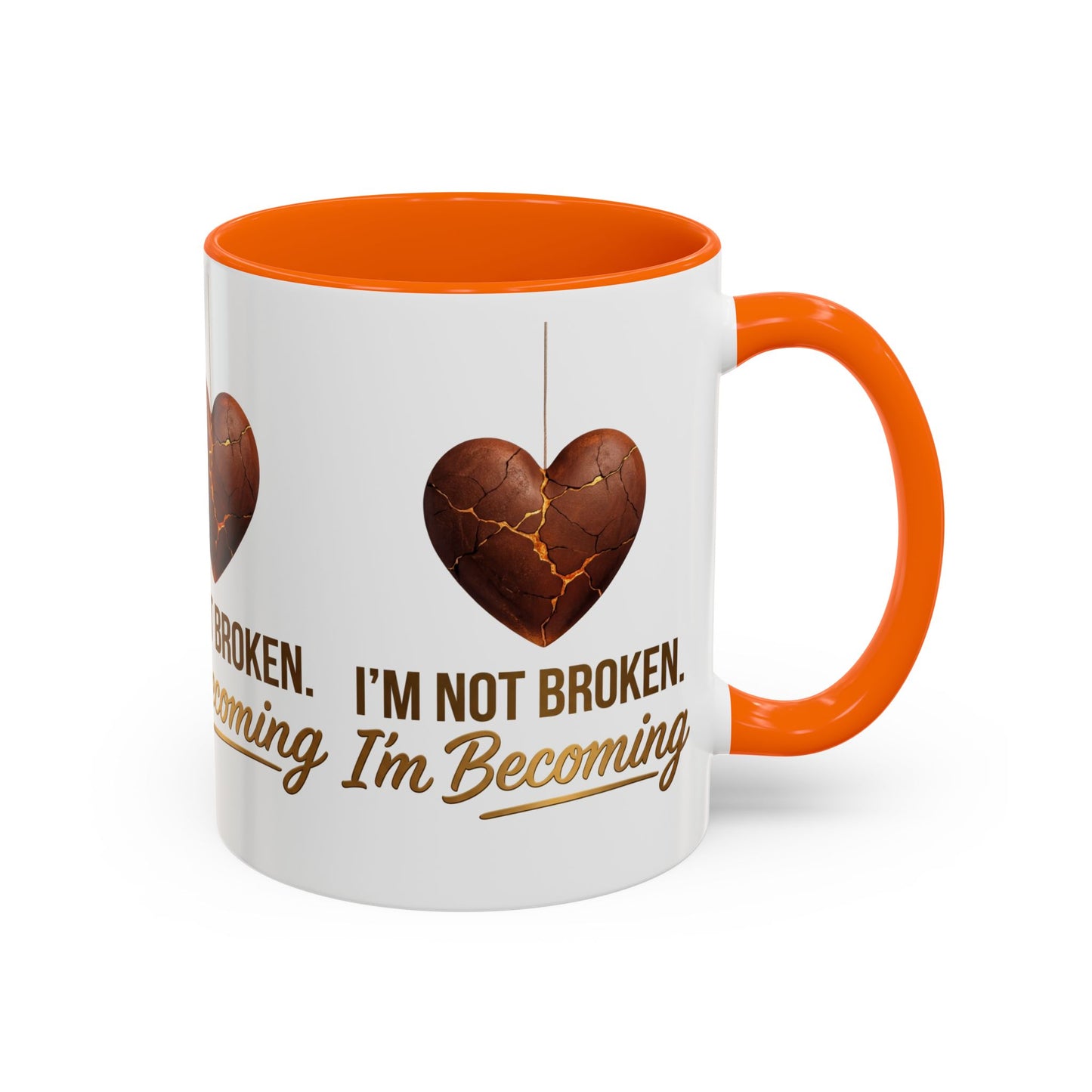 Kintsugi Heart Coffee Mug - "I'm Not Broken, I'm Becoming" Inspirational Ceramic Mug