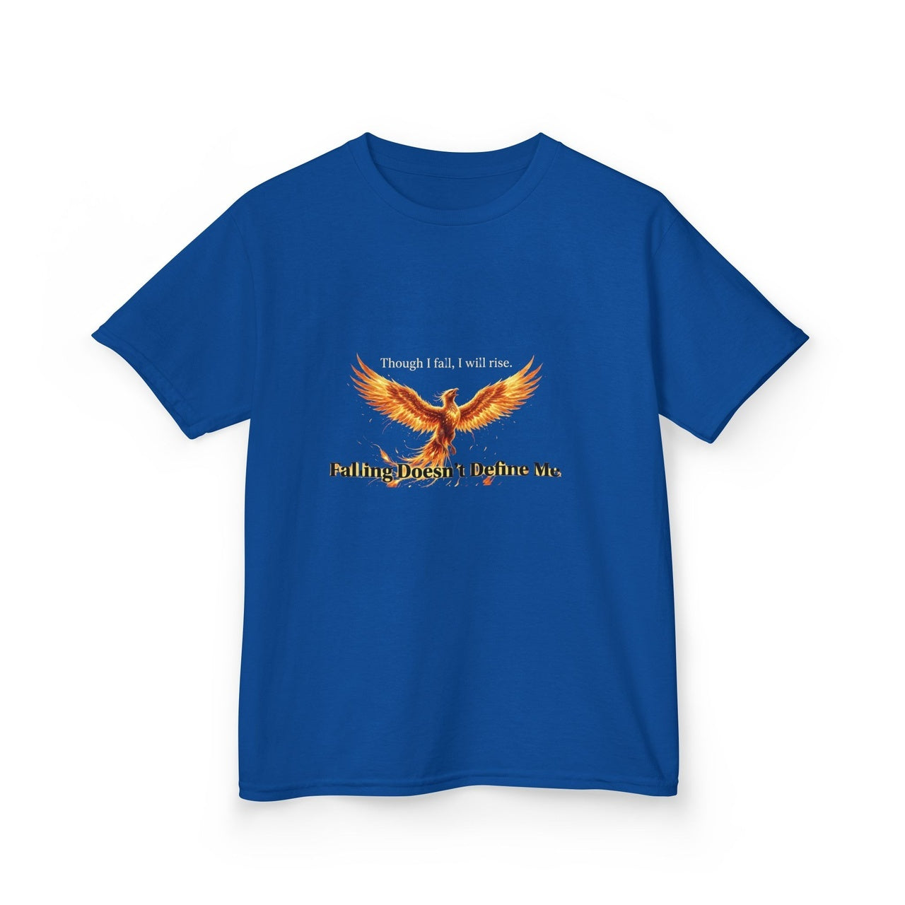 Phoenix Kids T‑Shirt - "Though I Fall, I Will Rise" Inspirational Youth Tee