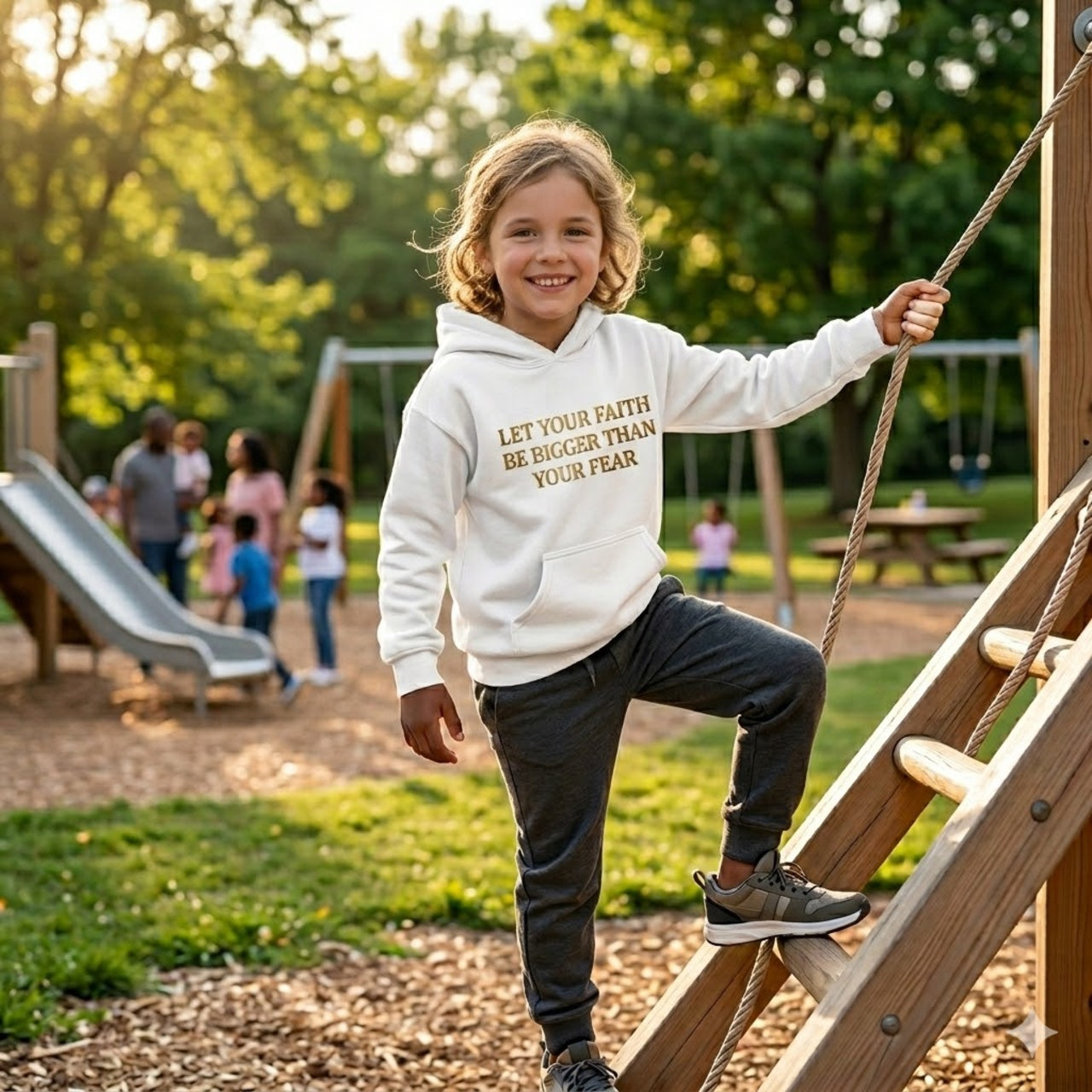 Kids Hoodie - "Let Your Faith Be Bigger Than Your Fear" Inspirational Youth Hoodie