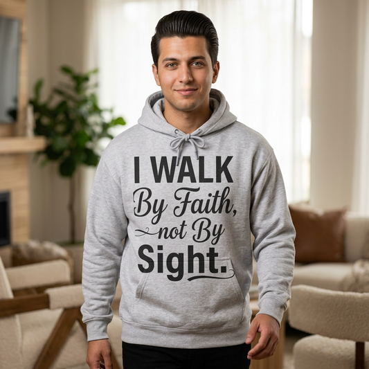 Faith Hoodie — "I Walk By Faith, Not By Sight" Christian Pullover