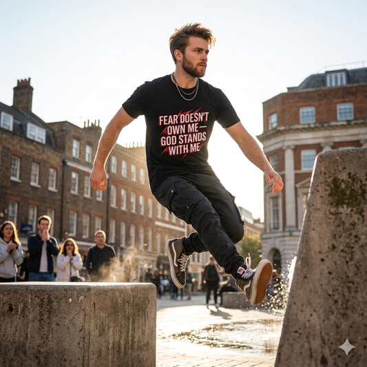 Fear Doesn't Own Me T-Shirt — 'God Stands With Me' Christian Faith Tee