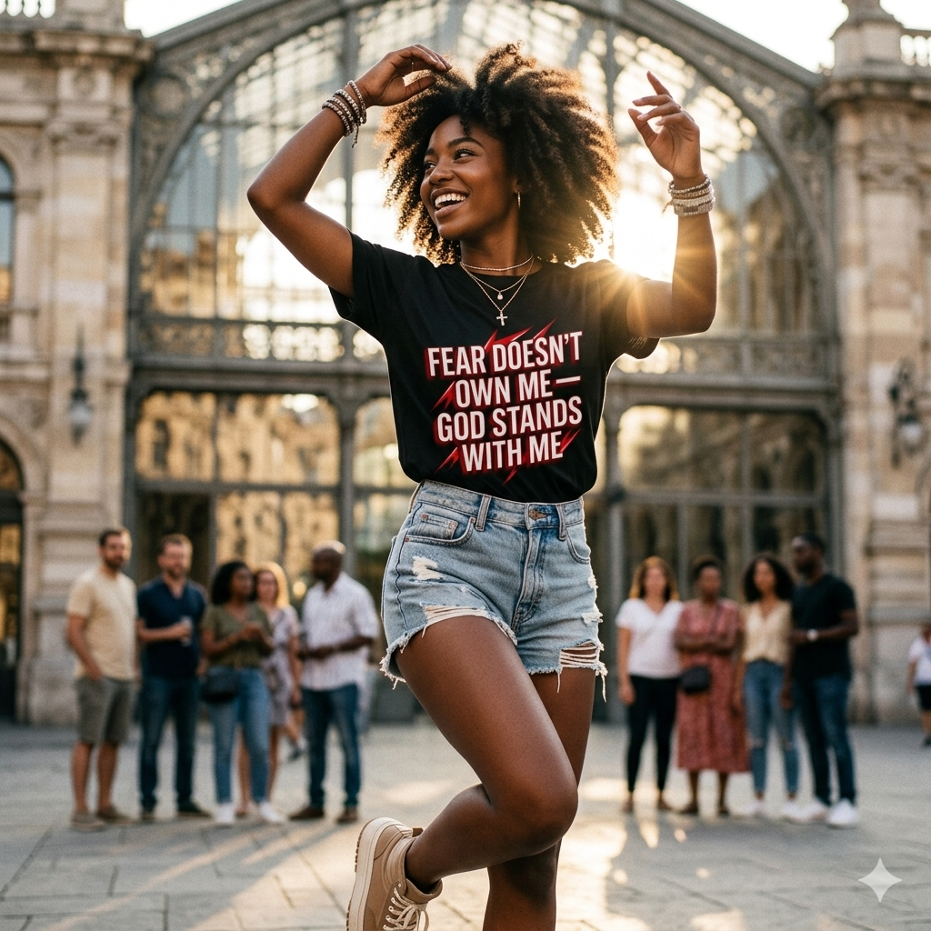 Fear Doesn't Own Me T-Shirt — 'God Stands With Me' Christian Faith Tee
