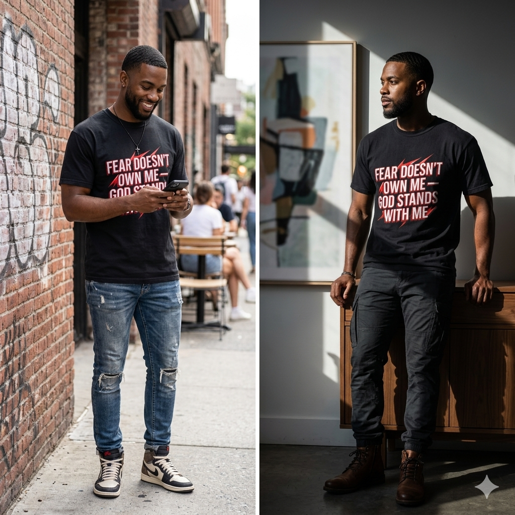 Fear Doesn't Own Me T-Shirt — 'God Stands With Me' Christian Faith Tee