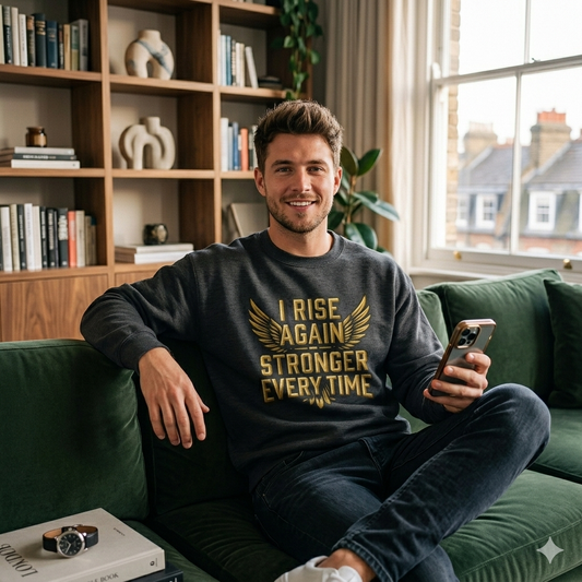 I Rise Again Crewneck Sweatshirt — Inspirational "Stronger Every Time" Motivational Sweatshirt