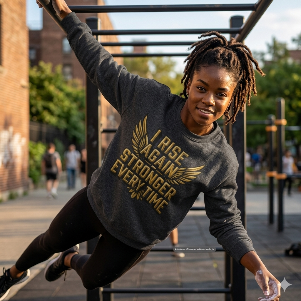 I Rise Again Crewneck Sweatshirt — Inspirational "Stronger Every Time" Motivational Sweatshirt