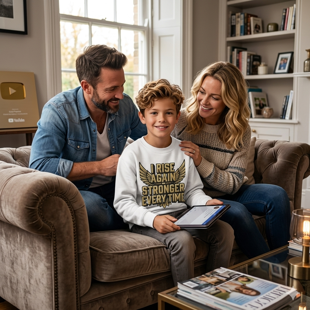 Kids Sweatshirt — "I Rise Again, Stronger Every Time" Motivational Crewneck