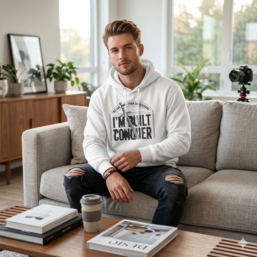 I'm Built to Conquer Hoodie — Inspirational Motivational Graphic Pullover