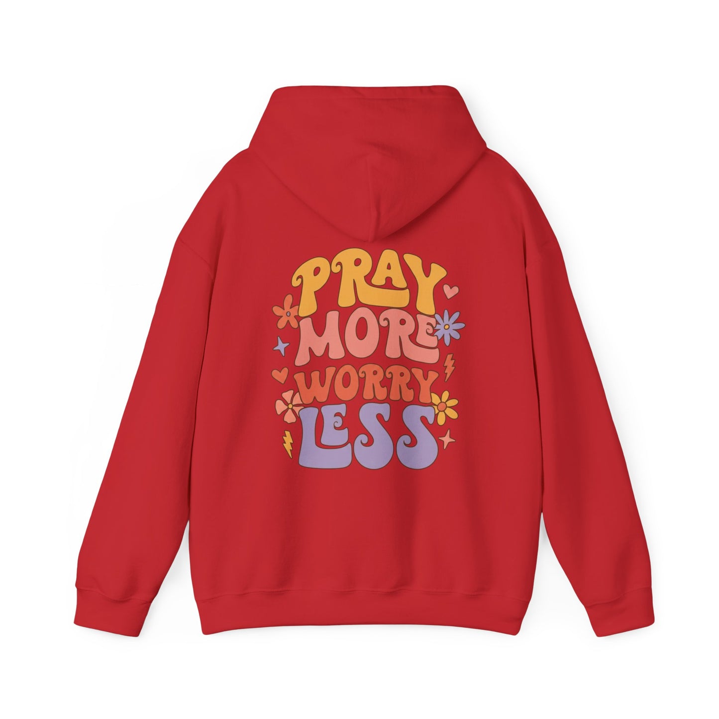 Pray More Worry Less Hoodie — Retro Floral Faith Pullover