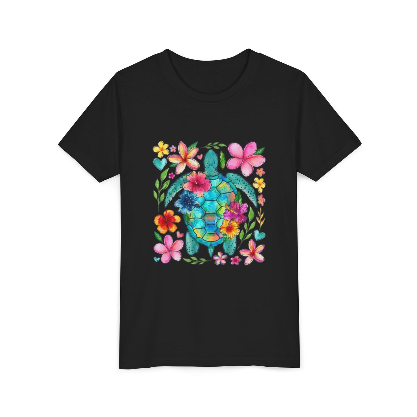 Youth Tee — Colorful Floral Sea Turtle Kids Shirt