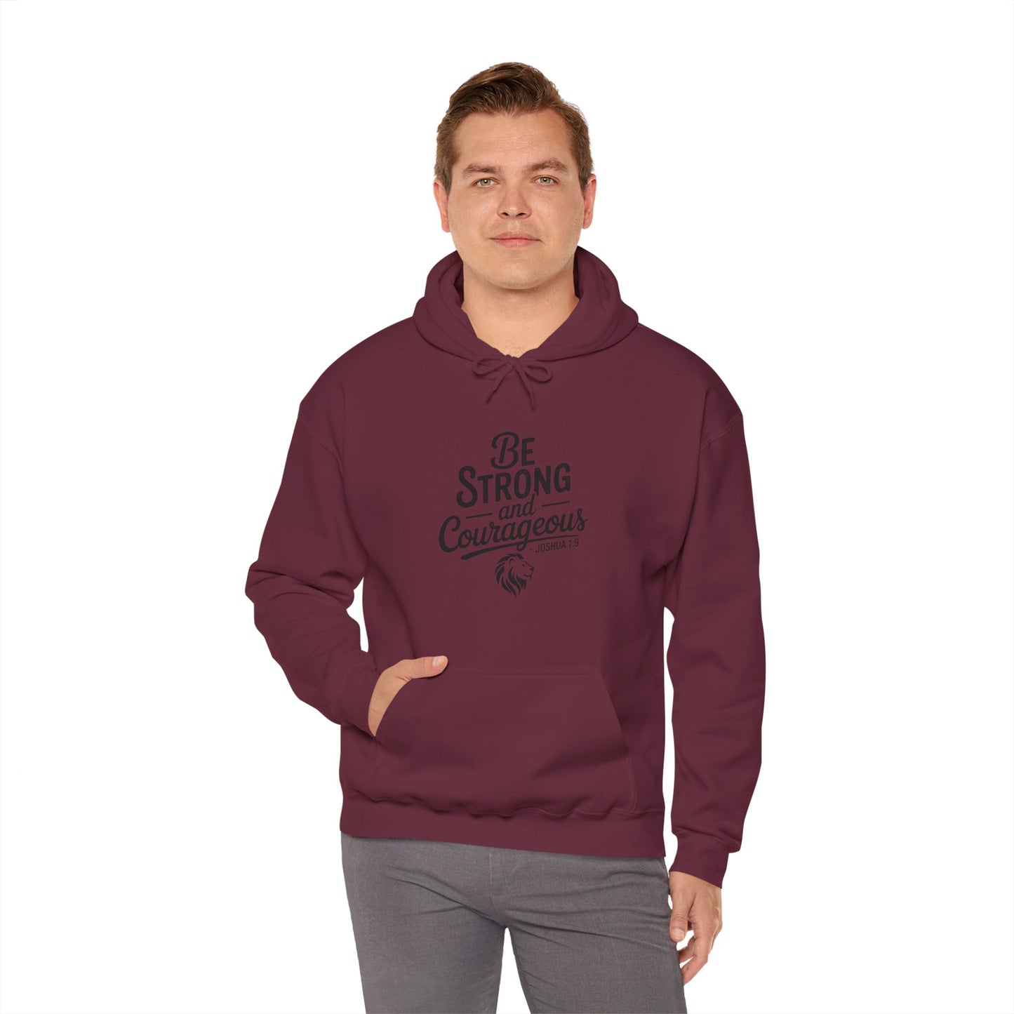 Be Strong and Courageous Hoodie – Inspirational Christian Scripture Sweatshirt