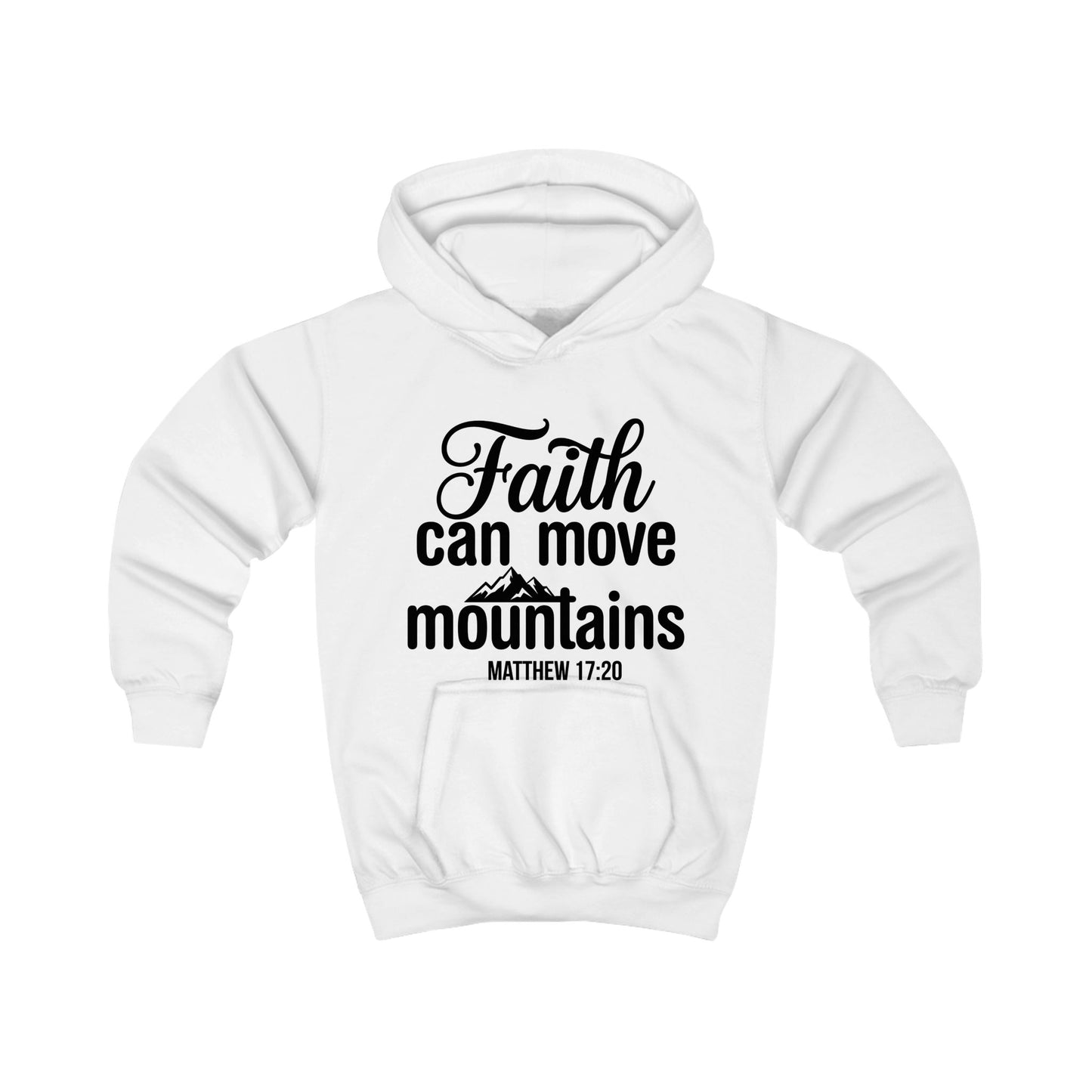 Kids Hoodie - "Faith Can Move Mountains" Christian Scripture Hoodie (Matthew 17:20)