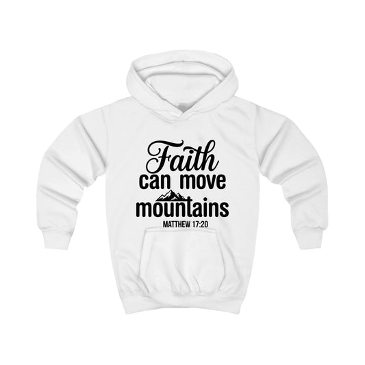 Kids Hoodie - "Faith Can Move Mountains" Christian Scripture Hoodie (Matthew 17:20)