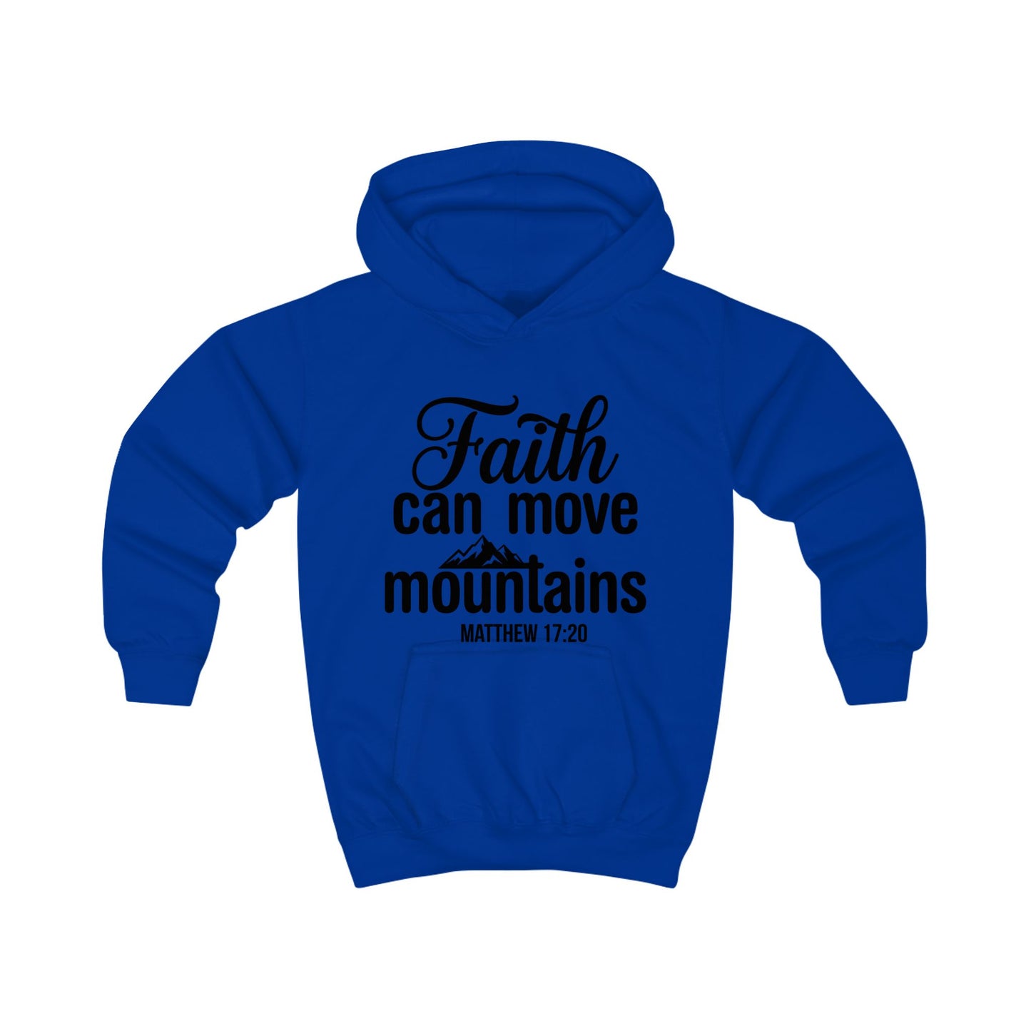 Kids Hoodie - "Faith Can Move Mountains" Christian Scripture Hoodie (Matthew 17:20)
