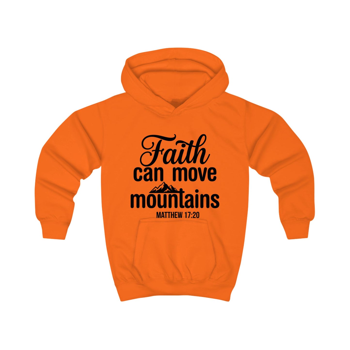 Kids Hoodie - "Faith Can Move Mountains" Christian Scripture Hoodie (Matthew 17:20)