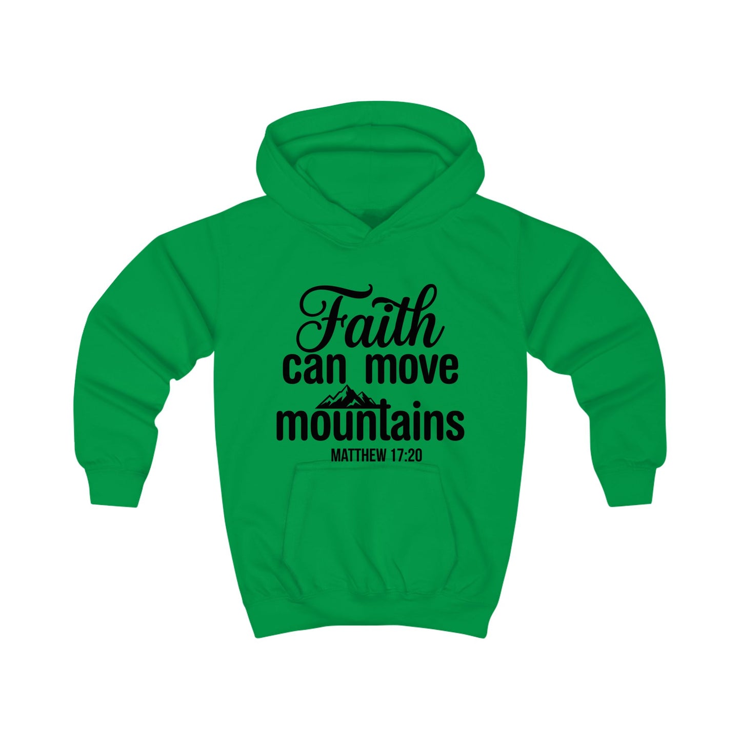 Kids Hoodie - "Faith Can Move Mountains" Christian Scripture Hoodie (Matthew 17:20)