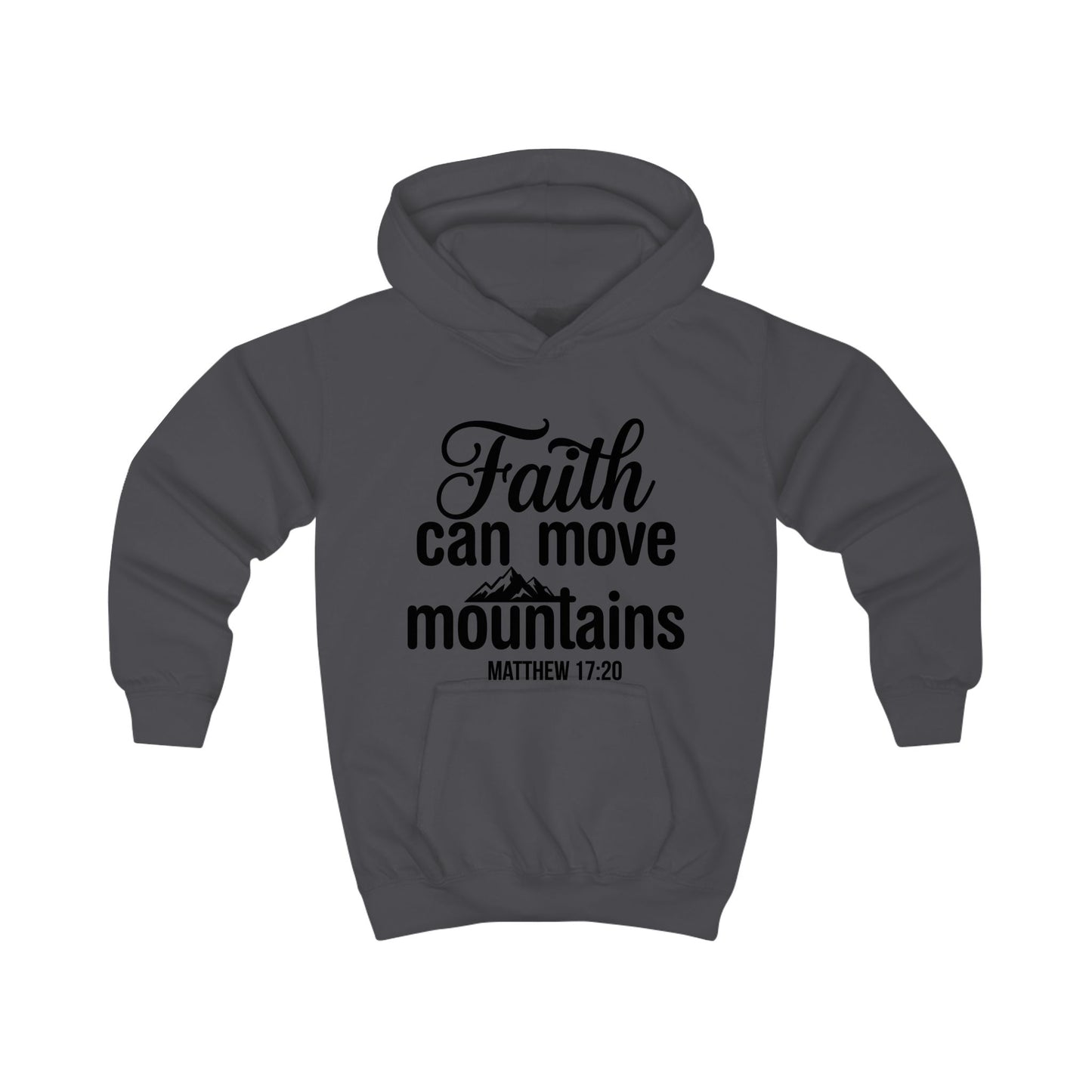 Kids Hoodie - "Faith Can Move Mountains" Christian Scripture Hoodie (Matthew 17:20)