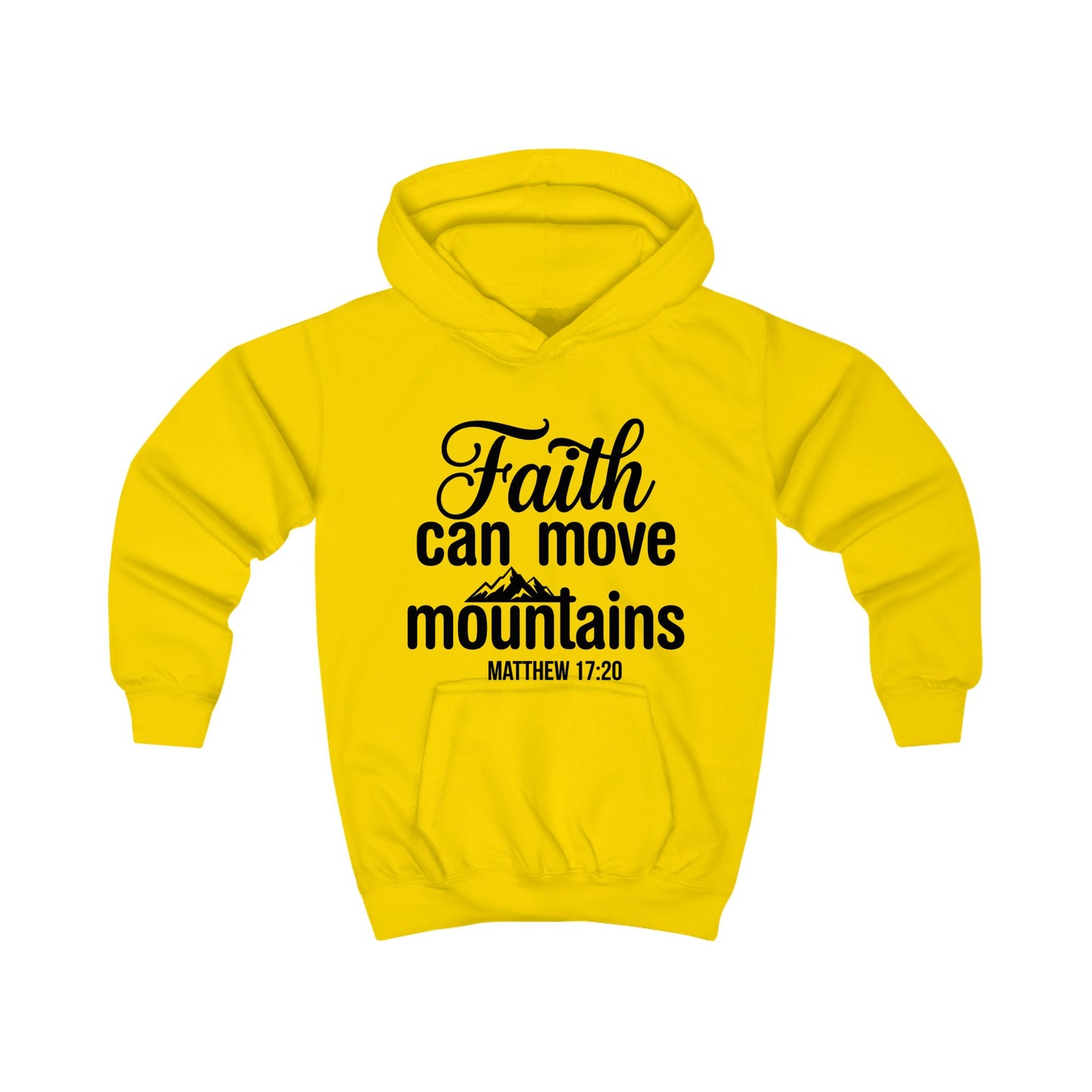 Kids Hoodie - "Faith Can Move Mountains" Christian Scripture Hoodie (Matthew 17:20)