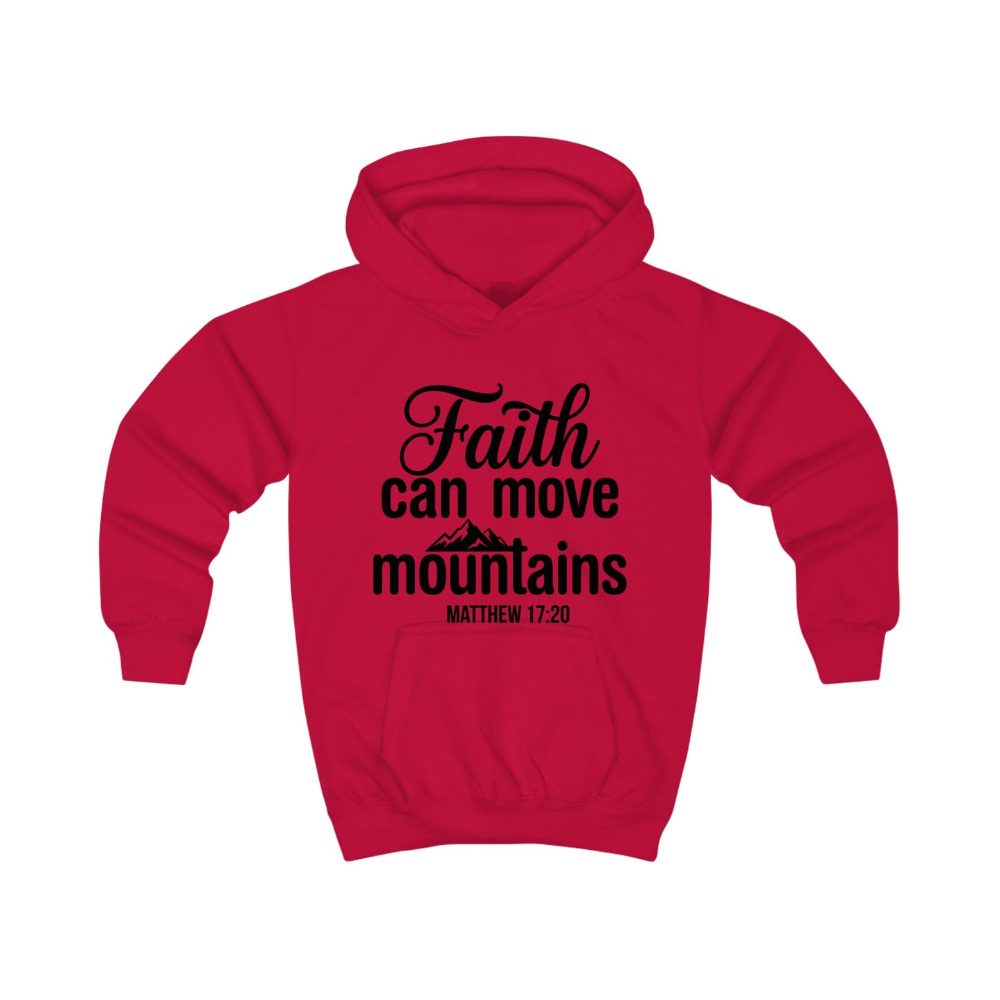 Kids Hoodie - "Faith Can Move Mountains" Christian Scripture Hoodie (Matthew 17:20)
