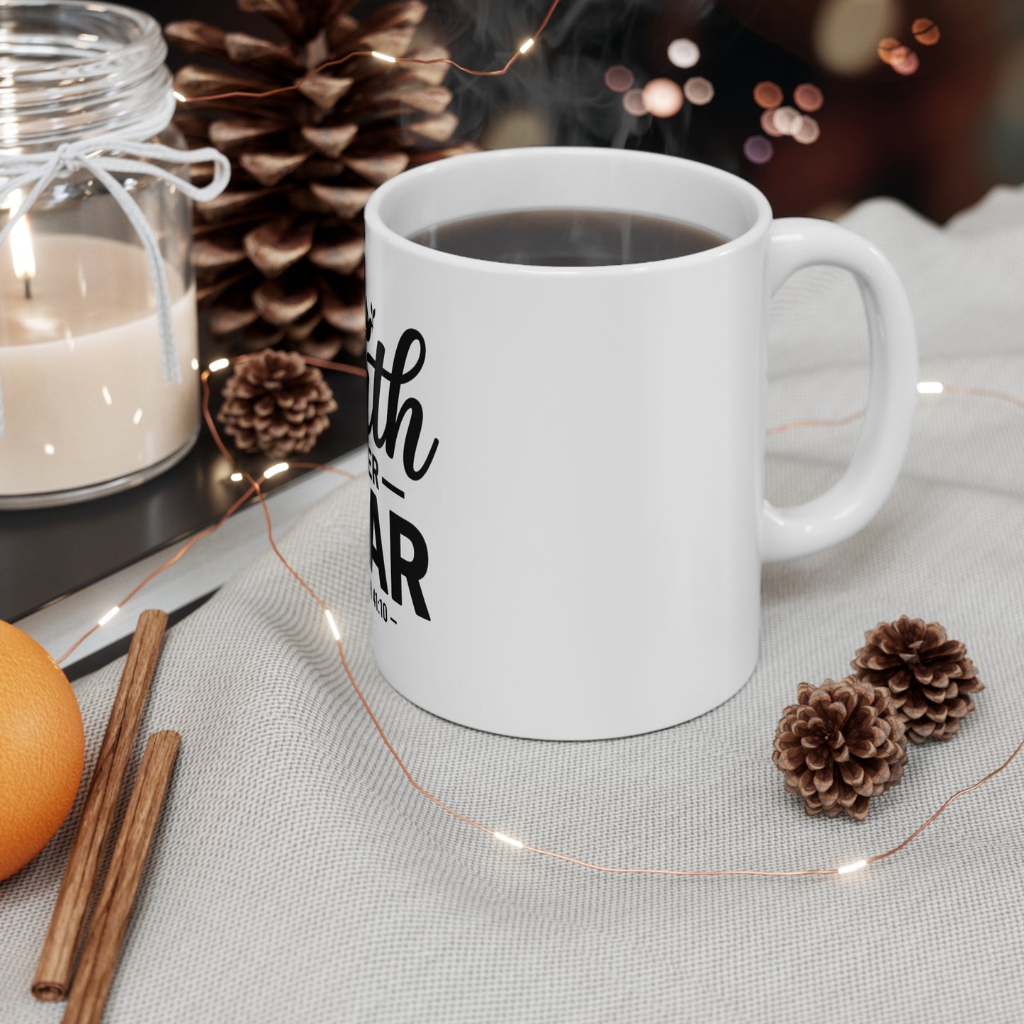 Faith Over Fear Ceramic Mug — Isaiah 41:10 Inspirational Coffee Mug