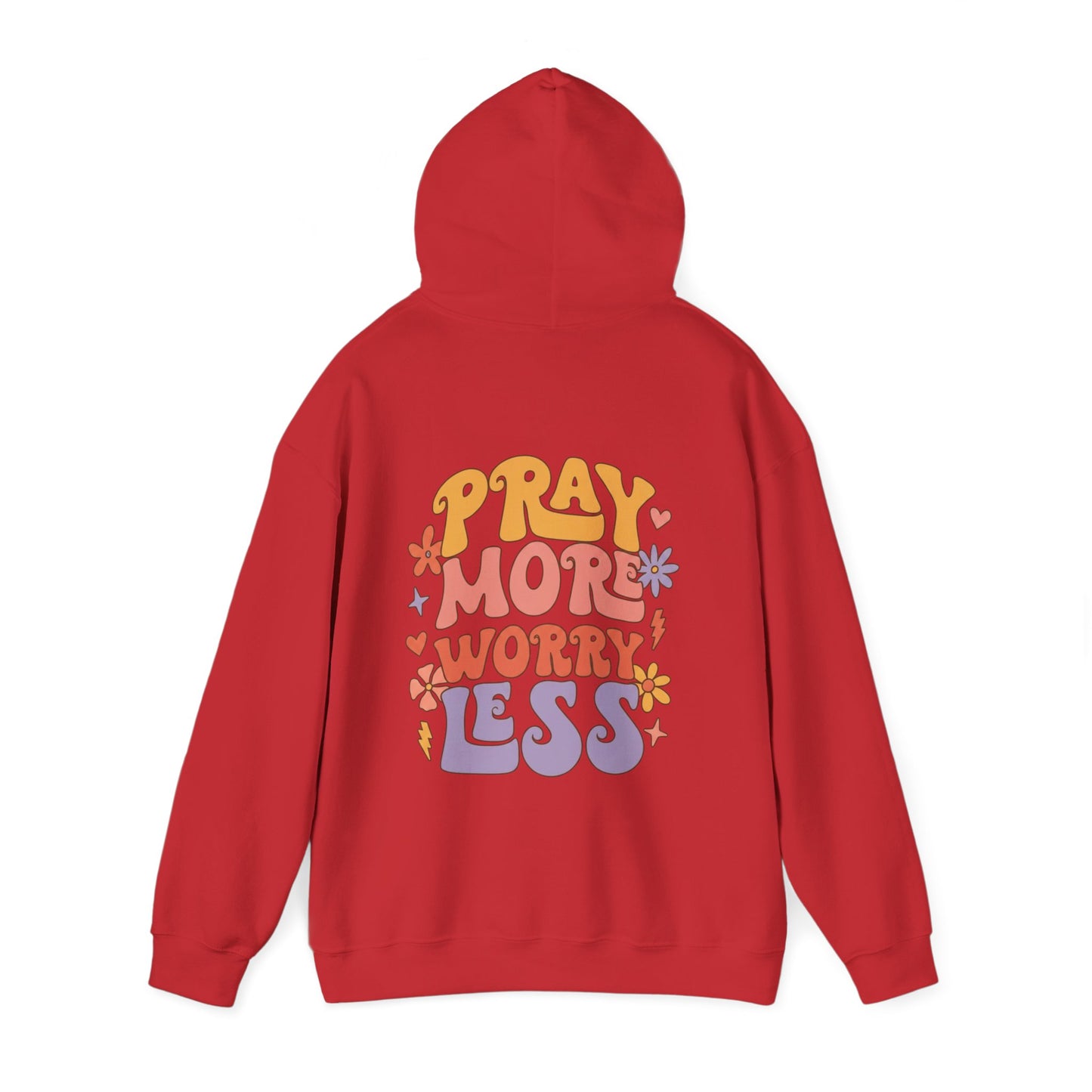 Pray More Worry Less Hoodie — Retro Floral Faith Pullover