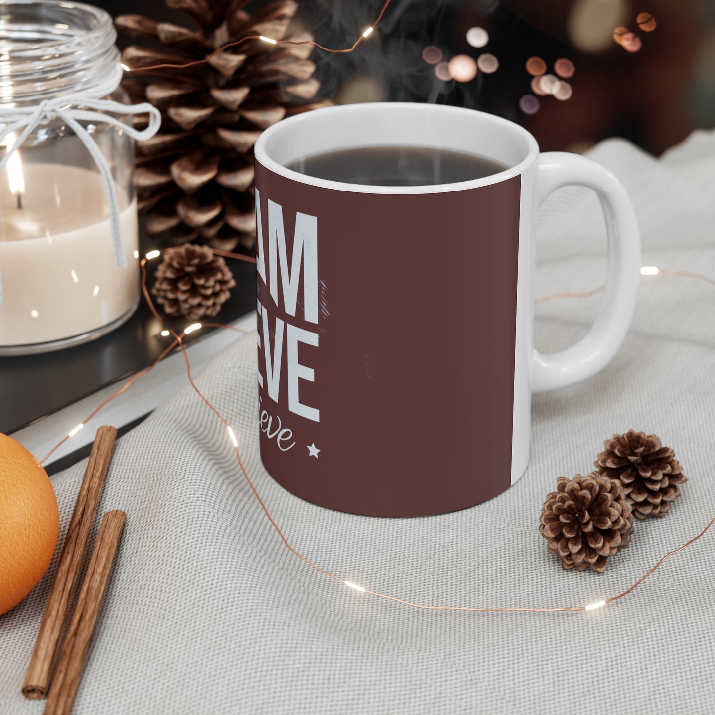 Dream Believe Achieve Ceramic Coffee Mug — Inspirational 11oz/15oz Motivational Gift