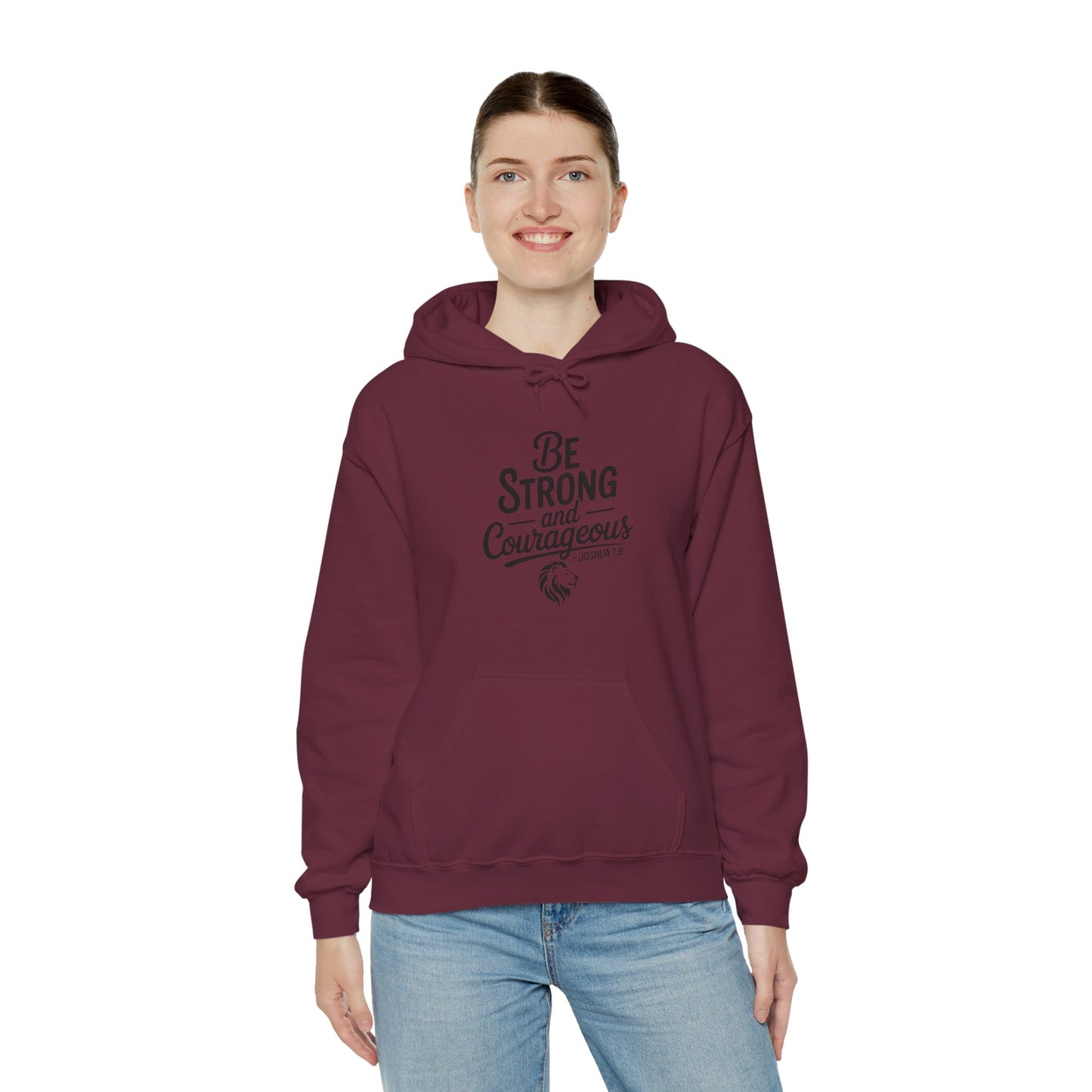 Be Strong and Courageous Hoodie – Inspirational Christian Scripture Sweatshirt