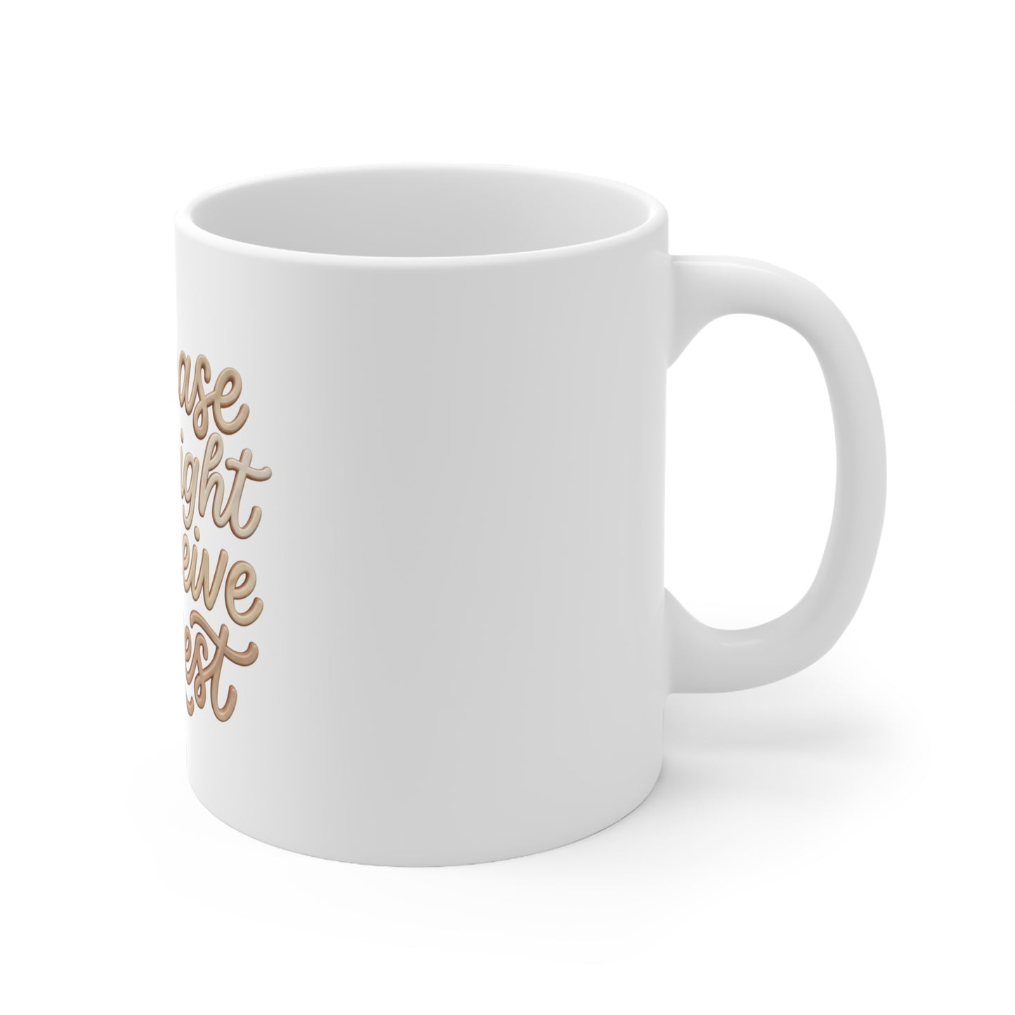 Christian Faith Mug — “I Release the Weight I Receive His Rest” Inspirational Coffee Cup