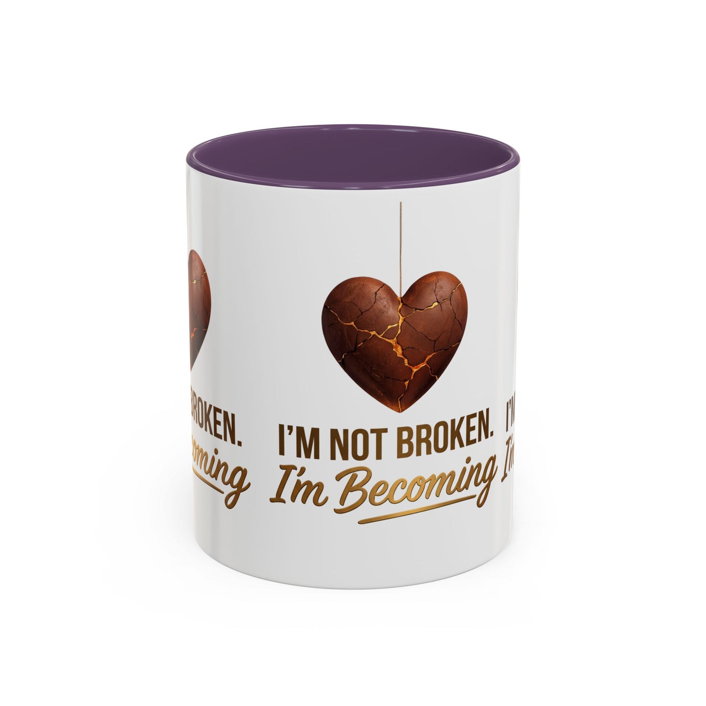 Kintsugi Heart Coffee Mug - "I'm Not Broken, I'm Becoming" Inspirational Ceramic Mug