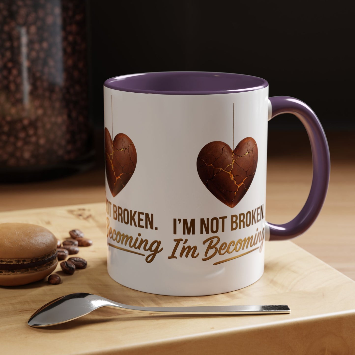 Kintsugi Heart Coffee Mug - "I'm Not Broken, I'm Becoming" Inspirational Ceramic Mug