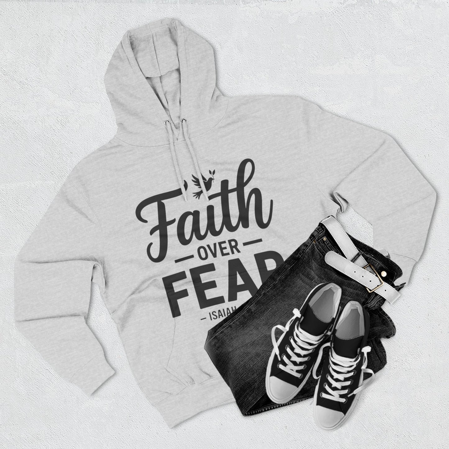 Faith Over Fear Hoodie — Christian Inspirational Pullover (Isaiah 41:10)