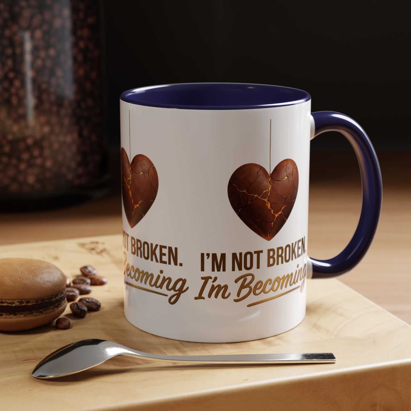 Kintsugi Heart Coffee Mug - "I'm Not Broken, I'm Becoming" Inspirational Ceramic Mug