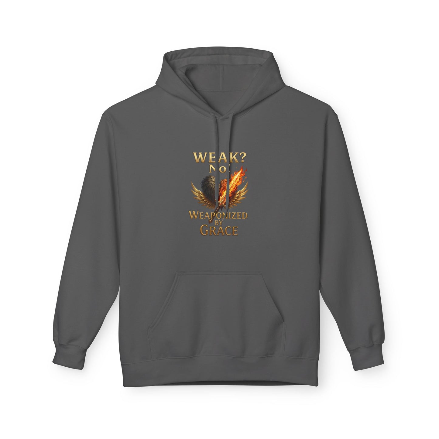 Grace-Armored Hoodie — "Weak? No, Weaponized by Grace" Christian Faith Pullover